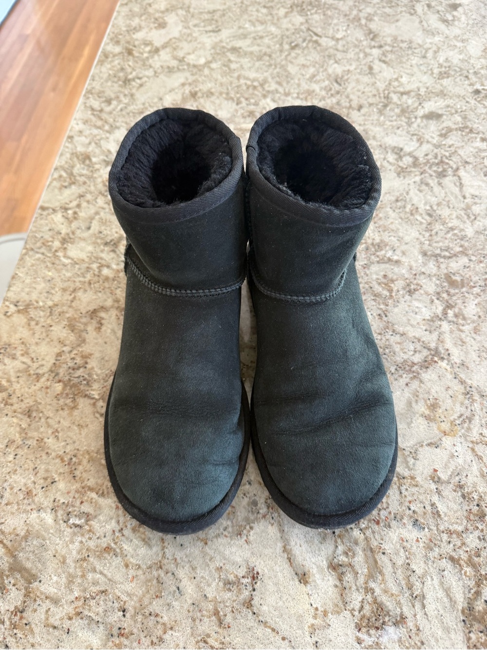 UGG Black Short Suede Shearling Boots